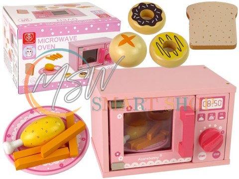 Drewniana Kuchenka Mikrofalowa Mikrofalówka Jedzenie Różowa Drewniana Kuchenka Mikrofalowa Mikrofalówka Jedzenie Różowa