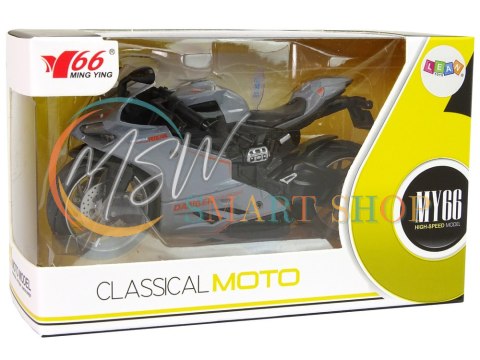 Motocykl Sportowy Szary Pomarańczowe Pasy 1:12 Napęd Pull-Back Dźwięk Światła Motocykl Sportowy Szary Pomarańczowe Pasy 1:12 Napęd Pull-Back Dźwięk Światła