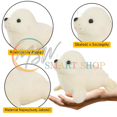 Pluszowa Foczka Pluszak Maskotka Przytulanka Biała 24cm Pluszowa Foczka Pluszak Maskotka Przytulanka Biała 24cm