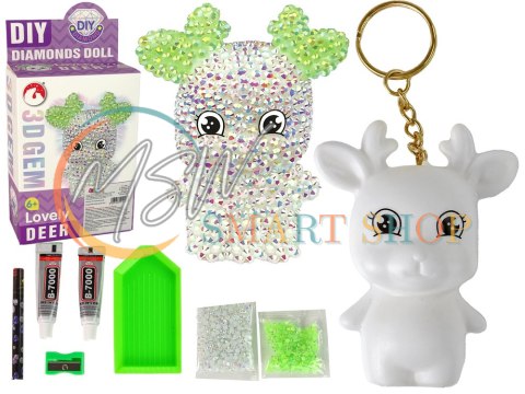 Zestaw DIY Diamentowy Renifer DIY Kryształki Brelok 3D Biały Zestaw DIY Diamentowy Renifer DIY Kryształki Brelok 3D Biały