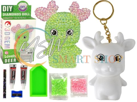 Zestaw DIY Diamentowy Renifer DIY Kryształki Brelok 3D Zielony Zestaw DIY Diamentowy Renifer DIY Kryształki Brelok 3D Zielony