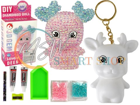 Zestaw Kreatywny DIY Diamentowy Renifer DIY Kryształki Brelok 3D Różowy Zestaw Kreatywny DIY Diamentowy Renifer DIY Kryształki Brelok 3D Różowy