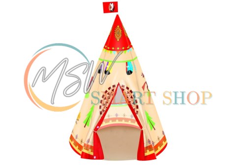 Namiot Tipi Dla Dzieci Styl Indiański Ogród Kremowy 160 cm x 105 cm Namiot Tipi Dla Dzieci Styl Indiański Ogród Kremowy 160 cm x 105 cm