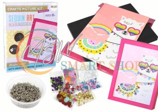 Zestaw DIY Cekiny Szpilki Lama Ramka Kolorowy