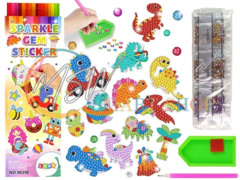 Zestaw Naklejek Haft Diamentowy Dinozaury Mozaika Zestaw Naklejek Haft Diamentowy Dinozaury Mozaika