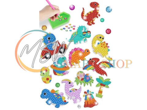 Zestaw Naklejek Haft Diamentowy Dinozaury Mozaika Zestaw Naklejek Haft Diamentowy Dinozaury Mozaika