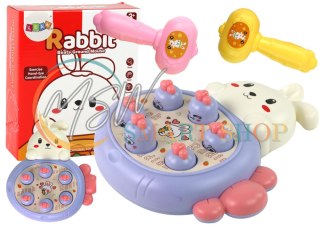 Gra Królik Do Zbijania Marchewki Zręcznościowa Whac-A-Mole Fioletowa