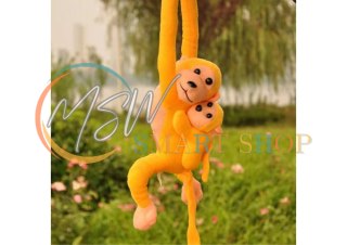 Maskotka Pluszowa Małpka z Dzieckiem Żółta 70 cm