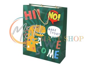 Papierowa Torba Prezentowa Zielona Dinozaur 41,5cm x 30cm x 12cm