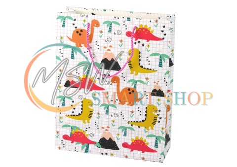Torba Prezentowa W Kratkę Kolorowa Dinozaury 32 cm x 26 cm x 10 cm Torba Prezentowa W Kratkę Kolorowa Dinozaury 32 cm x 26 cm x 10 cm