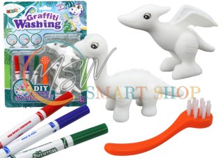 Zestaw Artystyczny DIY Dinozaury Figurki 2szt Pisaki Szczotka