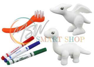 Zestaw Artystyczny DIY Dinozaury Figurki 2szt Pisaki Szczotka