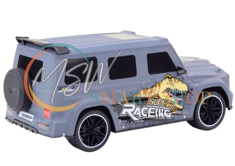 Auto Zdalnie Sterowane RC z Dinozaurem w Skali 1:10 Szare Auto Zdalnie Sterowane RC z Dinozaurem w Skali 1:10 Szare