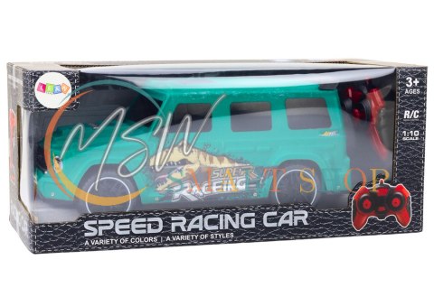 Auto Zdalnie Sterowane RC z Dinozaurem w Skali 1:10 Zielone Auto Zdalnie Sterowane RC z Dinozaurem w Skali 1:10 Zielone