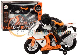 Motor Z Motocyklistą Światła Dźwięki Czujnik Przeszkód Biały