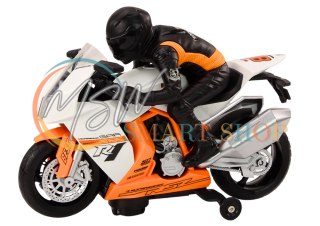 Motor Z Motocyklistą Światła Dźwięki Czujnik Przeszkód Biały