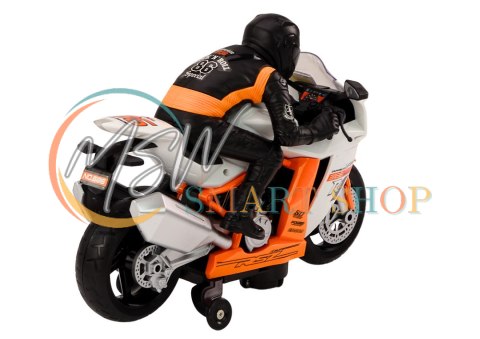 Motor Z Motocyklistą Światła Dźwięki Czujnik Przeszkód Biały Motor Z Motocyklistą Światła Dźwięki Czujnik Przeszkód Biały