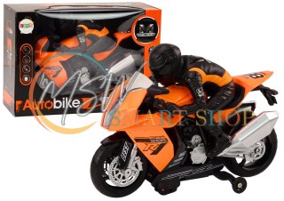 Motor Z Motocyklistą Światła Dźwięki Czujnik Przeszkód Pomarańczowy