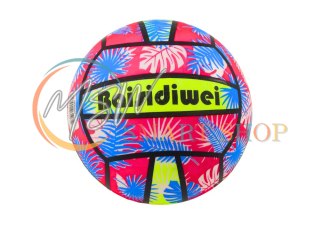Piłka Gumowa Jaskrawa Liście Różowo Niebieska 24 Cm