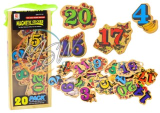 Zestaw Magnesy Drewniane Cyfry Obrazki 20 Sztuk