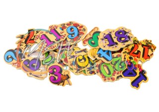 Zestaw Magnesy Drewniane Cyfry Obrazki 20 Sztuk