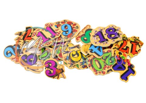 Zestaw Magnesy Drewniane Cyfry Obrazki 20 Sztuk Zestaw Magnesy Drewniane Cyfry Obrazki 20 Sztuk