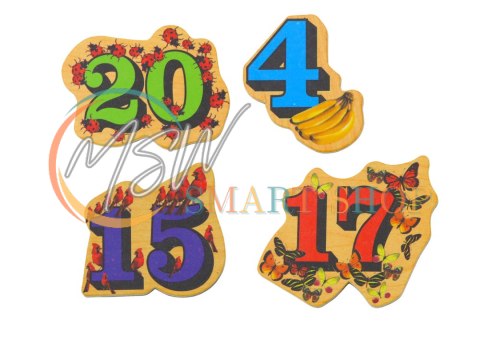 Zestaw Magnesy Drewniane Cyfry Obrazki 20 Sztuk Zestaw Magnesy Drewniane Cyfry Obrazki 20 Sztuk