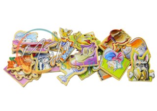 Zestaw Magnesy Drewniane Zwierzęta Kolorowe 20 Sztuk