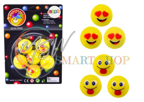 Zestaw Piłeczek Kauczukowych Emoji Żółte 6 Szt Zestaw Piłeczek Kauczukowych Emoji Żółte 6 Szt