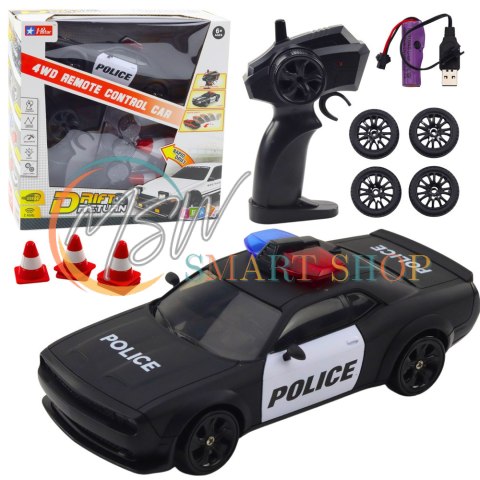 Auto Sportowe Do Driftu Wymienne Koła Zdalnie Sterowany RC 4WD Policja Auto Sportowe Do Driftu Wymienne Koła Zdalnie Sterowany RC 4WD Policja
