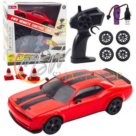 Auto Sportowe Drift Wymienne Koła Zdalnie Sterowany RC 4WD Czerwone Sport Auto Sportowe Drift Wymienne Koła Zdalnie Sterowany RC 4WD Czerwone Sport