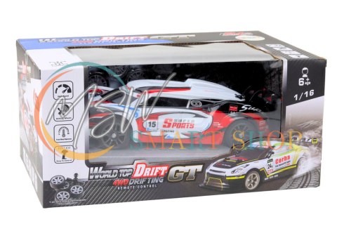 Auto Sportowe RC 1:16 Drift Wymienne Koła Biało-Czerwone Auto Sportowe RC 1:16 Drift Wymienne Koła Biało-Czerwone