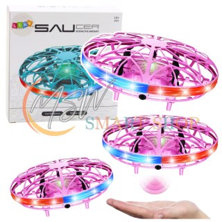 Dron UFO Sterowany Ręką RC Światła LED Różowy