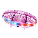 Dron UFO Sterowany Ręką RC Światła LED Różowy