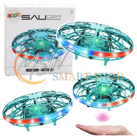 Dron UFO Sterowany Ręką RC Światła LED Turkusowy Dron UFO Sterowany Ręką RC Światła LED Turkusowy