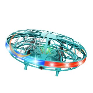 Dron UFO Sterowany Ręką RC Światła LED Turkusowy