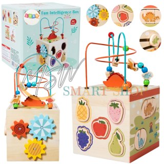 Kostka Edukacyjna Sensoryczna Sorter 5 Płaszczyzn Drewniana