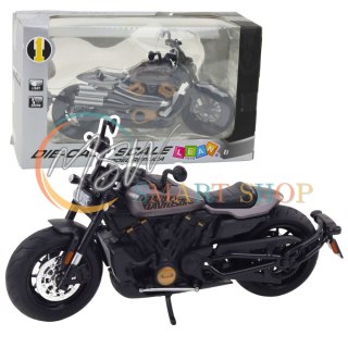 Motocykl Chopper Metalowy Światła Dźwięki Czarny Szare Elementy 1:12