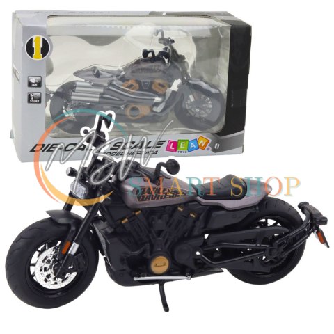 Motocykl Chopper Metalowy Światła Dźwięki Czarny Szare Elementy 1:12 Motocykl Chopper Metalowy Światła Dźwięki Czarny Szare Elementy 1:12