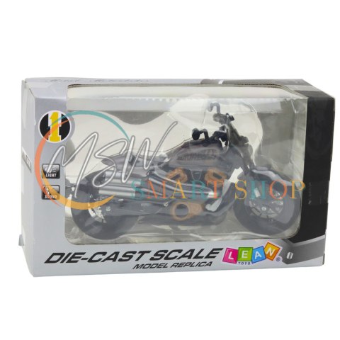 Motocykl Chopper Metalowy Światła Dźwięki Czarny Szare Elementy 1:12 Motocykl Chopper Metalowy Światła Dźwięki Czarny Szare Elementy 1:12