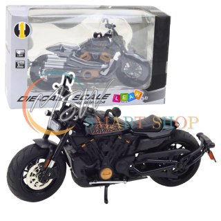 Motocykl Chopper Metalowy Światła Dźwięki Czarny Złote Elementy 1:12