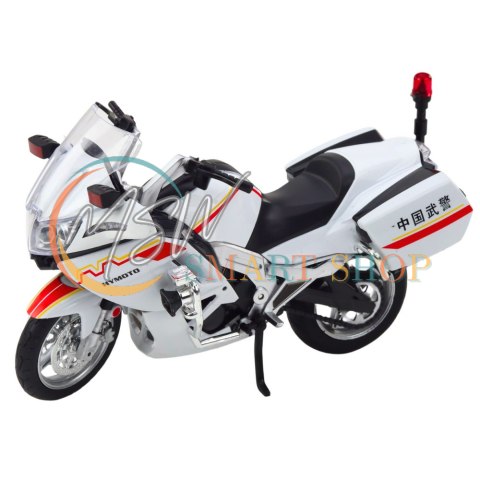 Motocykl Metalowy Światła Dźwięki Biały Czerwone Żółte Linie 1:12 Motocykl Metalowy Światła Dźwięki Biały Czerwone Żółte Linie 1:12