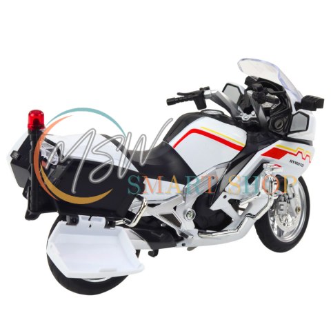 Motocykl Metalowy Światła Dźwięki Biały Czerwone Żółte Linie 1:12 Motocykl Metalowy Światła Dźwięki Biały Czerwone Żółte Linie 1:12