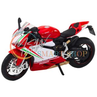 Motocykl Sportowy Metalowy Czerwono Biały Światła Dźwięki 1:12