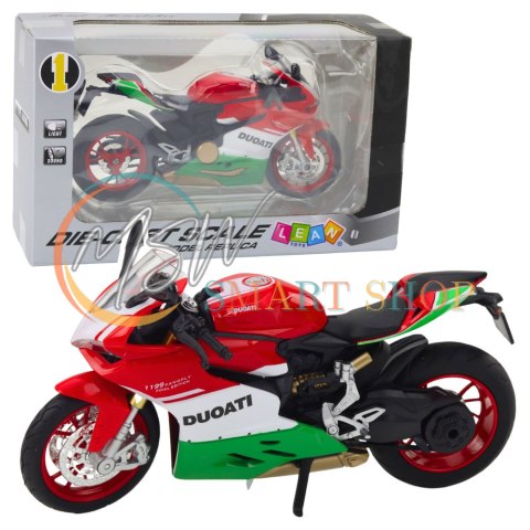 Motocykl Sportowy Metalowy Czerwono Zielony Światła Dźwięki 1:12 Motocykl Sportowy Metalowy Czerwono Zielony Światła Dźwięki 1:12