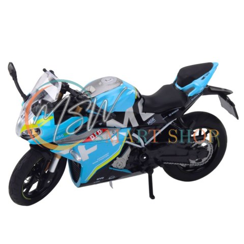 Motocykl Sportowy Metalowy Światła Dźwięki Niebieski 1:12 Motocykl Sportowy Metalowy Światła Dźwięki Niebieski 1:12