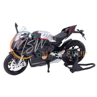 Motocykl Sportowy Metalowy Światła Dźwięki Srebrne Elementy Czarny V4 1:12