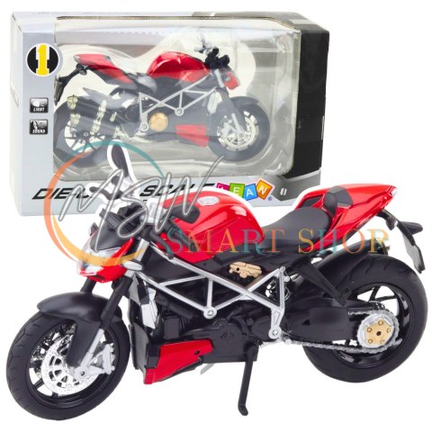 Motocykl Sportowy Metalowy Światła Dźwięki Srebrne Elementy Czerwony 1:12 Motocykl Sportowy Metalowy Światła Dźwięki Srebrne Elementy Czerwony 1:12