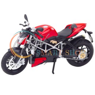 Motocykl Sportowy Metalowy Światła Dźwięki Srebrne Elementy Czerwony 1:12