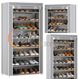 Stojak 8-Poziomowy Na Buty Organizer Szafa Osłona Pyłoszczelna Szara